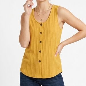 NWT W5 Mustard Yellow Button-Front Sleeveless Tank